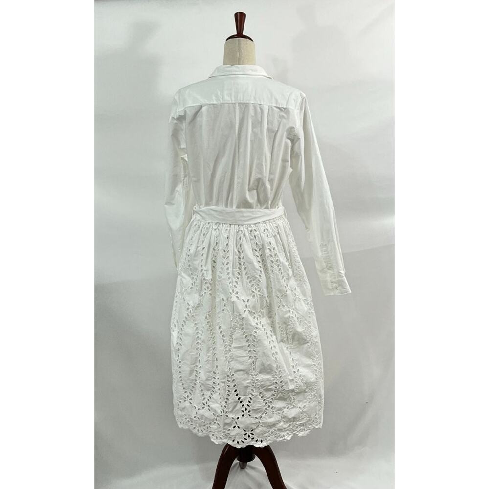 FRANK & EILEEN Sz L Large Embroidered Eyelet Grace Midi Shirt Dress - Picture 5 of 15